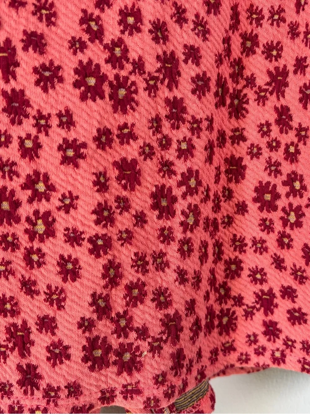 Free People Ditsy Floral Sweet Sun Tie Front Top in Salmon Combo Flirty Romantic